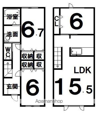 フルールⅡ(3LDK)の間取り写真