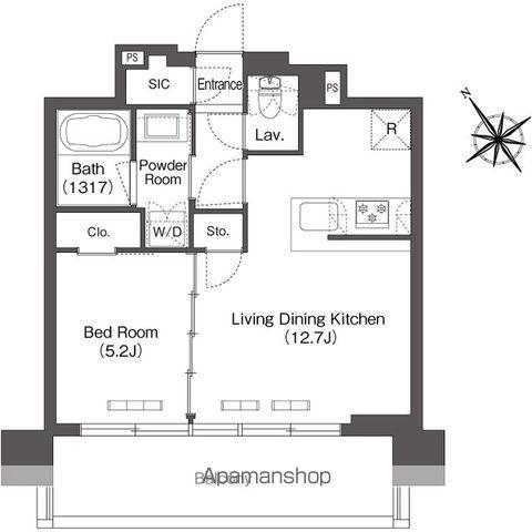コンフォリア芝浦MOKU(1LDK/3階)の間取り写真