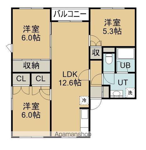 グロリアハイツ的場(3LDK/2階)の間取り写真