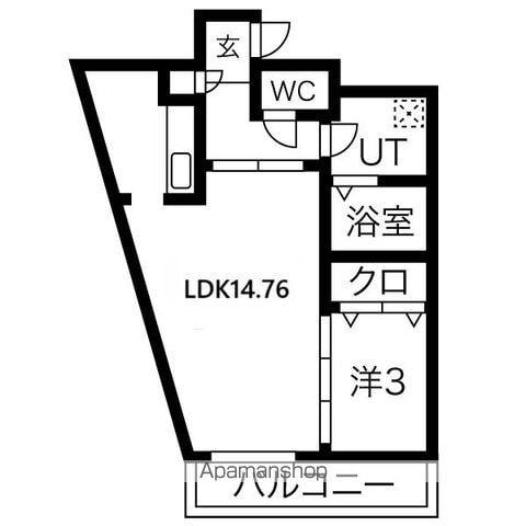 ポラリス北山(1LDK/5階)の間取り写真
