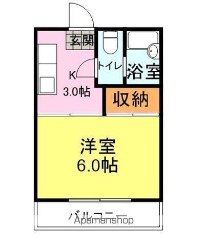 コーポ山の田(1K/3階)の間取り写真