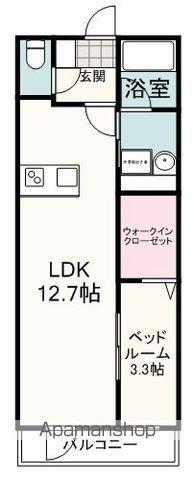 ルシェル東静岡(1LDK/2階)の間取り写真
