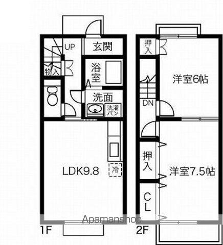 プラッサムコートTI A棟(2DK)の間取り写真