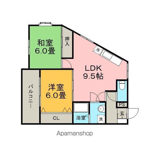 グレース三筑(2DK/2階)の間取り写真