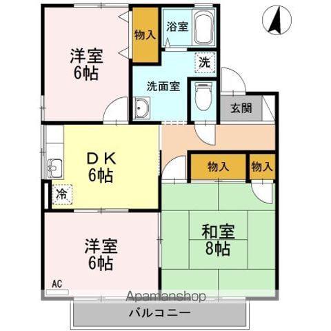 メルベーユKEN A棟(3DK/1階)の間取り写真