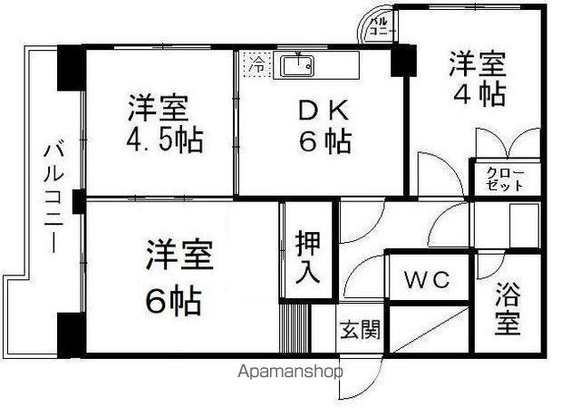 朝日プラザ五橋Ⅲ(3DK/3階)の間取り写真