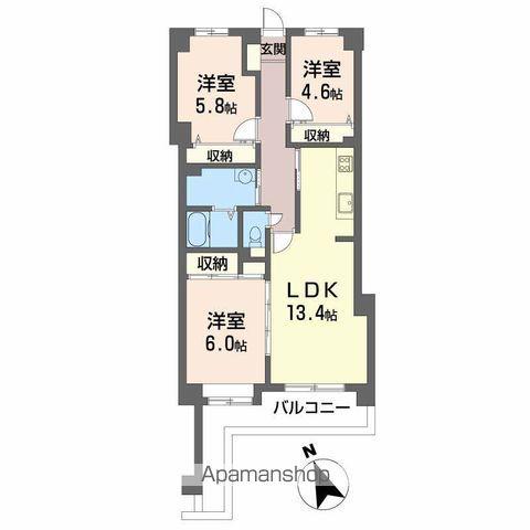サーパス地吹園(3LDK/1階)の間取り写真