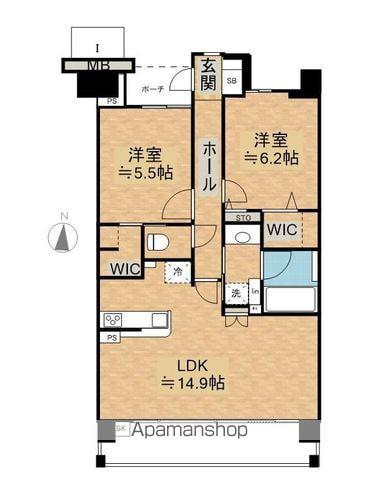 ポレスター野田屋町弐番館(2LDK/4階)の間取り写真
