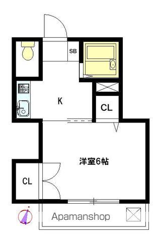 西山荘(1K/2階)の間取り写真