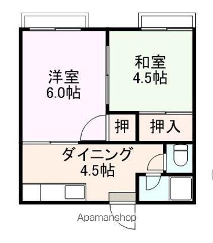 コーポ麻衣(2K/2階)の間取り写真