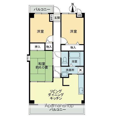 オプスBANZO(3LDK/3階)の間取り写真