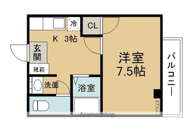 アメニックス賀来Ⅲ(1K/3階)の間取り写真