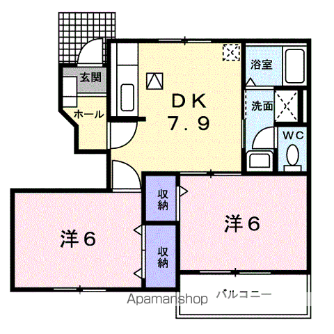 コンフォールY・T Ⅱ(2DK/1階)の間取り写真