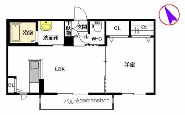 エステートSAKURA R&C C棟(1LDK/2階)の間取り写真