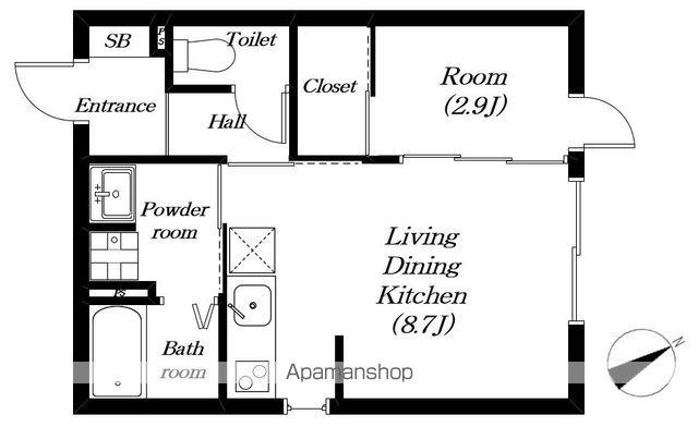 ユイストコート(1LDK/1階)の間取り写真