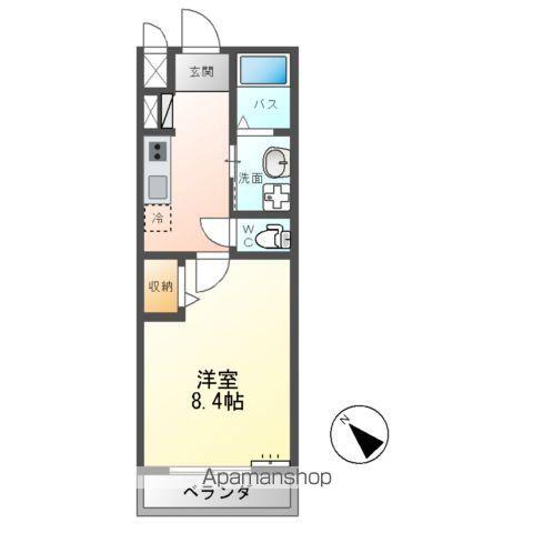 GREEN CALMⅦ(1K/2階)の間取り写真