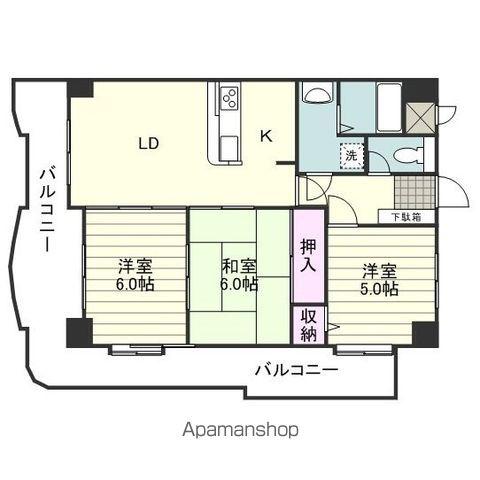 トーカンマンション平之町(3LDK/8階)の間取り写真