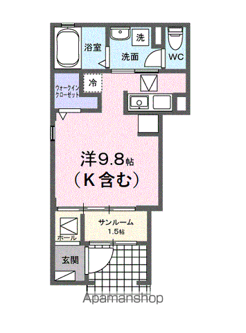グラ—ヴェ御幸(ワンルーム/1階)の間取り写真