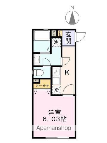 レアネス2(1K/1階)の間取り写真