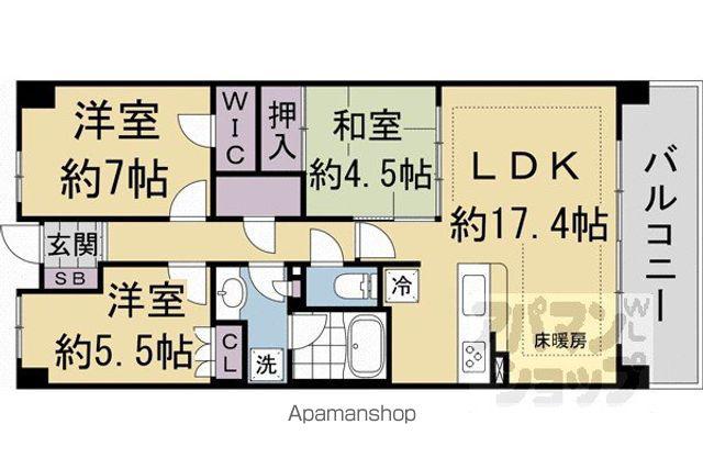 山陰本線 嵯峨嵐山駅 徒歩3分 5階建 築9年(3LDK/2階)の間取り写真