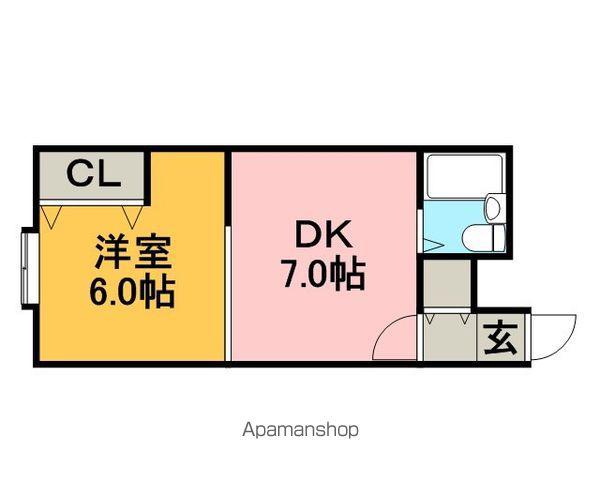 ロードサイド24(ワンルーム/3階)の間取り写真