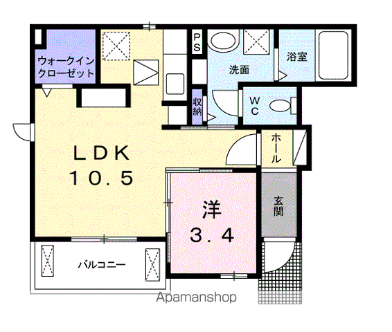 さくらハウスⅡ(1LDK/1階)の間取り写真
