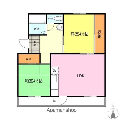 松原団地 A(2LDK/4階)の間取り写真