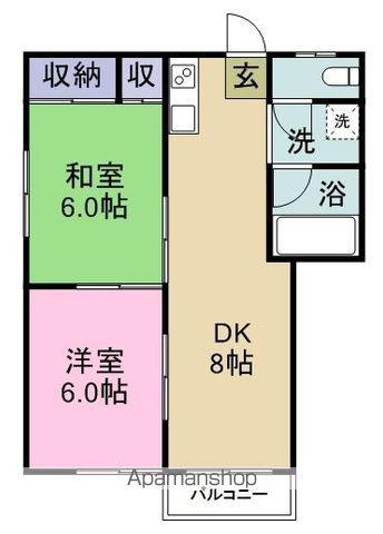 コーポ檀上(2DK/1階)の間取り写真