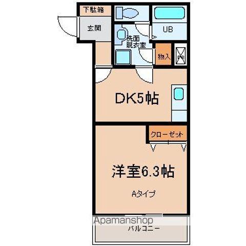 カラコレス(1DK/2階)の間取り写真