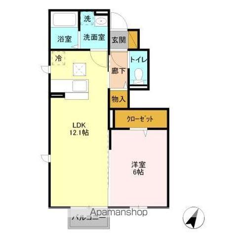 グランドソレーユ(1LDK/1階)の間取り写真