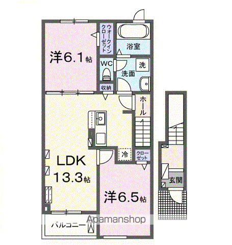 カーサ みなと(2LDK/2階)の間取り写真