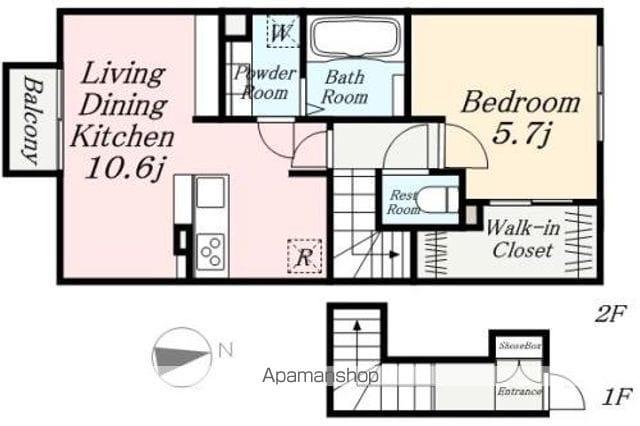 アバンセ柳町(1LDK/2階)の間取り写真