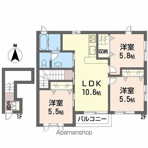 ハイツナデシコ(3LDK/2階)の間取り写真