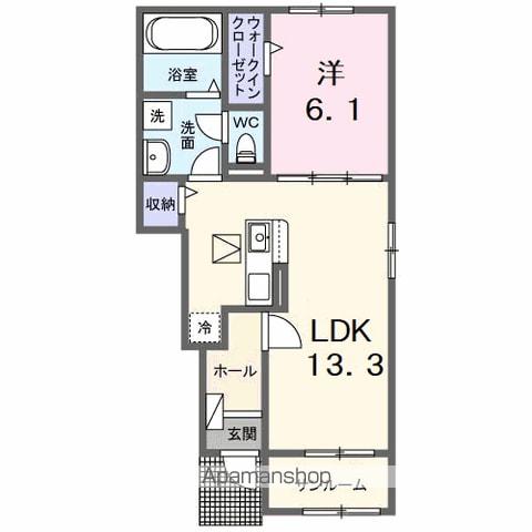 アルーン富岡 A(1LDK/1階)の間取り写真
