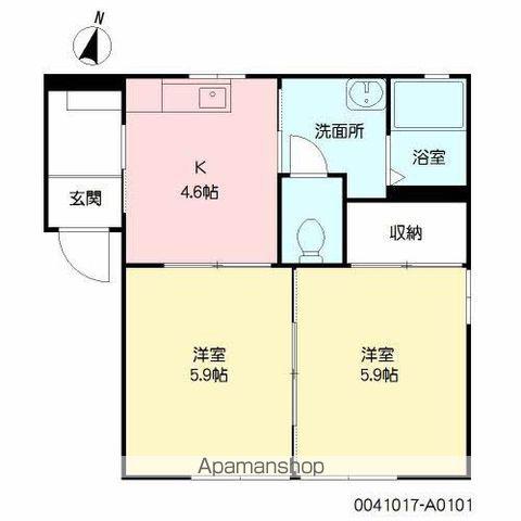 ポアソン日出 A棟(2K/1階)の間取り写真