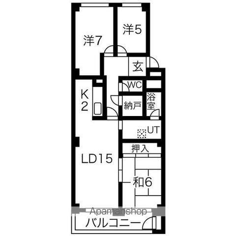 澄川ハイム2号棟(3LDK/2階)の間取り写真