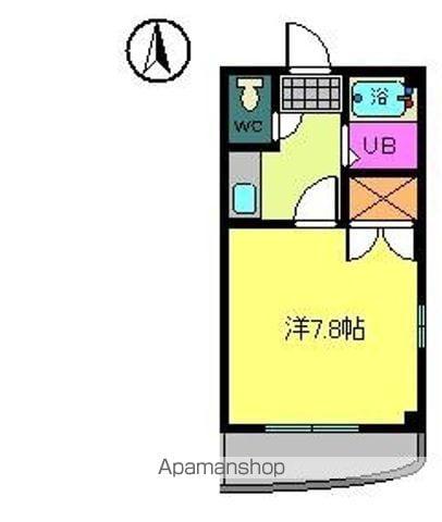 キャンパス中央(1K/2階)の間取り写真