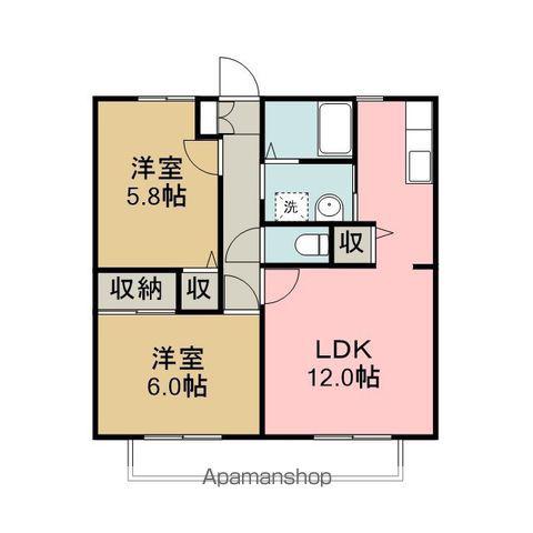 ウィンズⅡ(2LDK/2階)の間取り写真