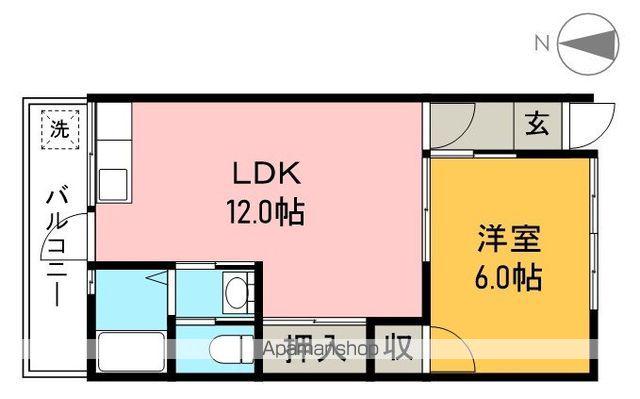 サンパレス(1LDK/3階)の間取り写真