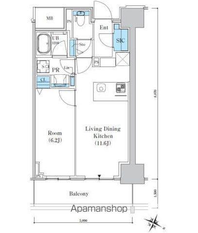 ロイヤルパークスER万代(1LDK/4階)の間取り写真
