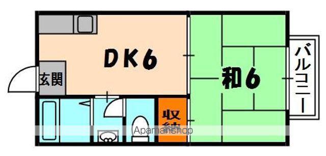 Kサンハイム(1DK/1階)の間取り写真