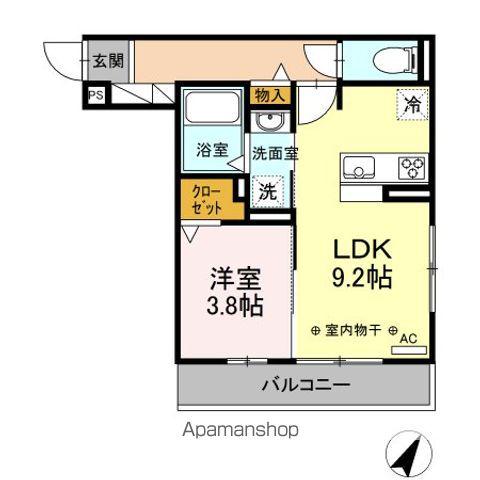 サンモール(1LDK/3階)の間取り写真