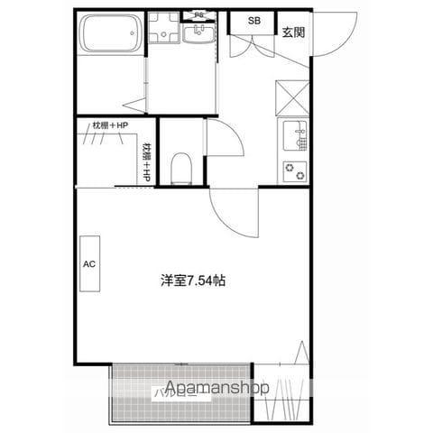 MQUARTO柏Ⅲ(1K/2階)の間取り写真
