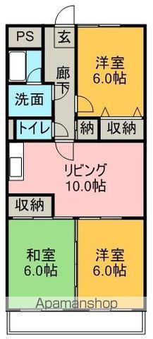 グランドール水附(3LDK/4階)の間取り写真
