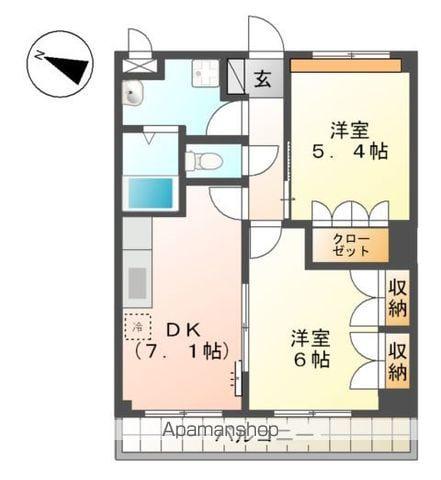 グランドール南ヶ丘(2DK/2階)の間取り写真