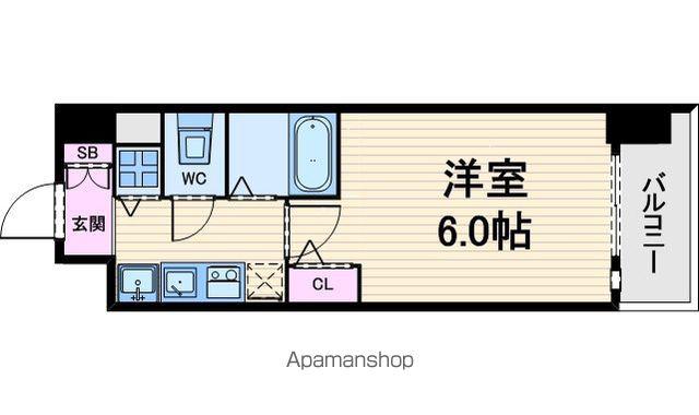 プレサンス上町台東平(1K/3階)の間取り写真