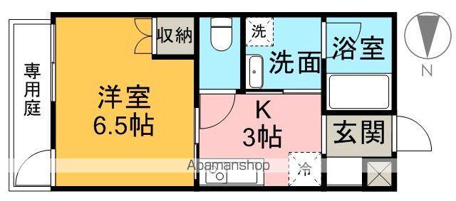 ジャンヌ喜与町(1K/1階)の間取り写真