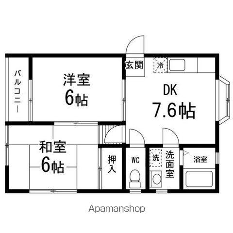 ルミエールⅠ(2DK/2階)の間取り写真