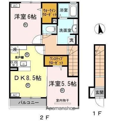 ミル・クレール(2DK/2階)の間取り写真