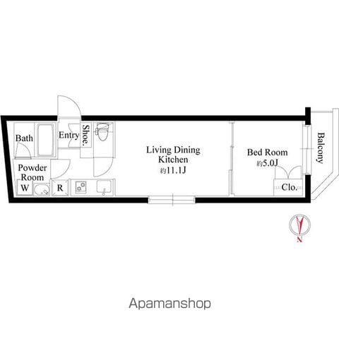 グランパセオ代々木上原Ⅱ(1LDK/2階)の間取り写真